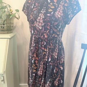 Disturbia Black Floral Mini Skater Dress with Back Zip